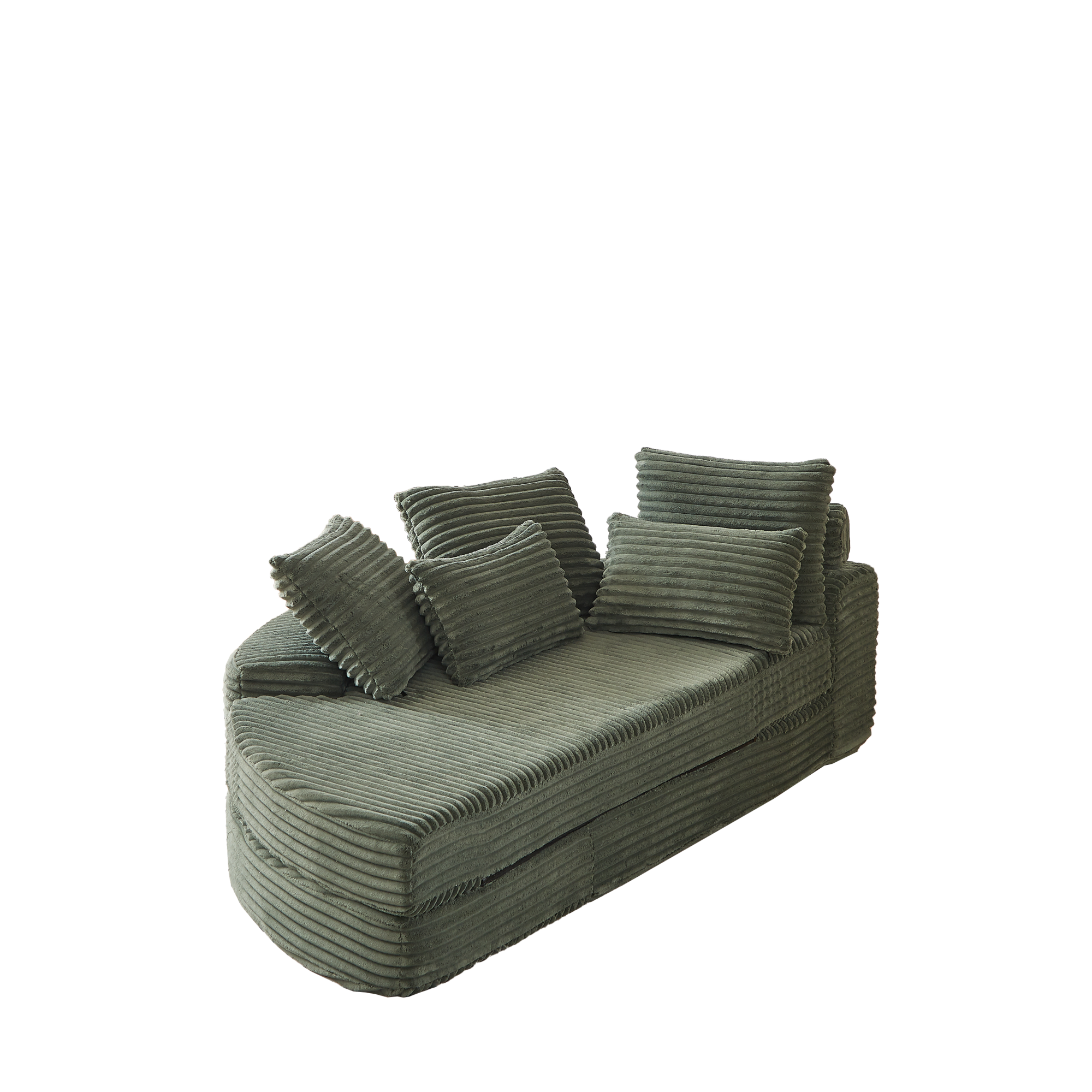 Alt View 2. GOODSILO - Semi-Circular 2-in-1 Sofa Bed with Neck Pillow and Throw Pillows for Living Room Comfort - Green.
