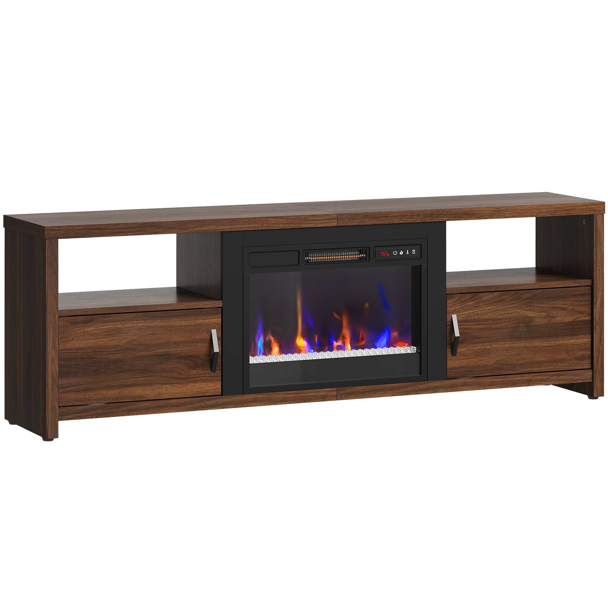 Alt View 35. Bestier - 70 inch Gaming TV Stand with 23" Fireplace & RGB Lights, for 75" TVs, for Living Room - Brown.