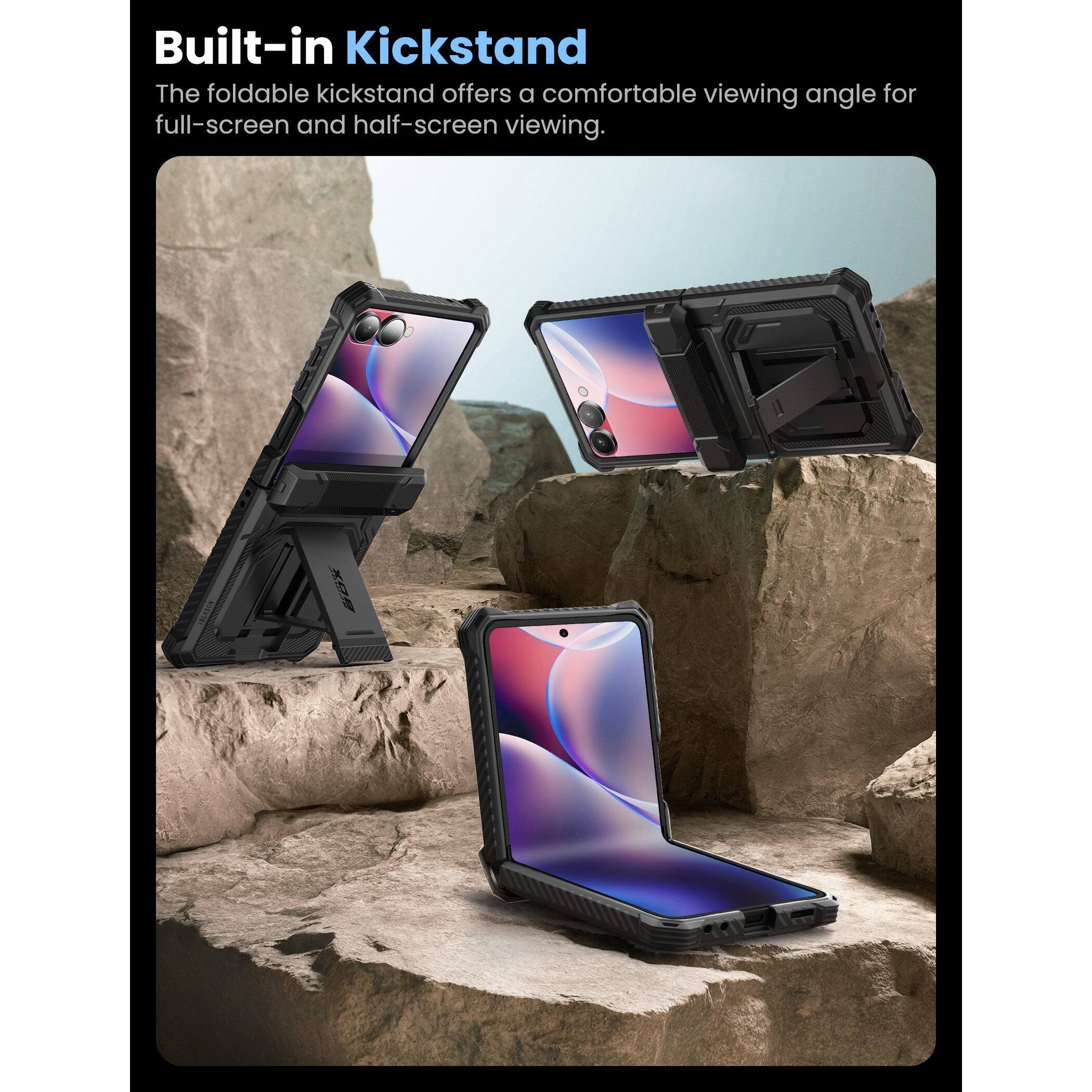 Built-in Kickstand

The foldable kickstand offers a comfortable viewing angle for full-screen and half-screen viewing.