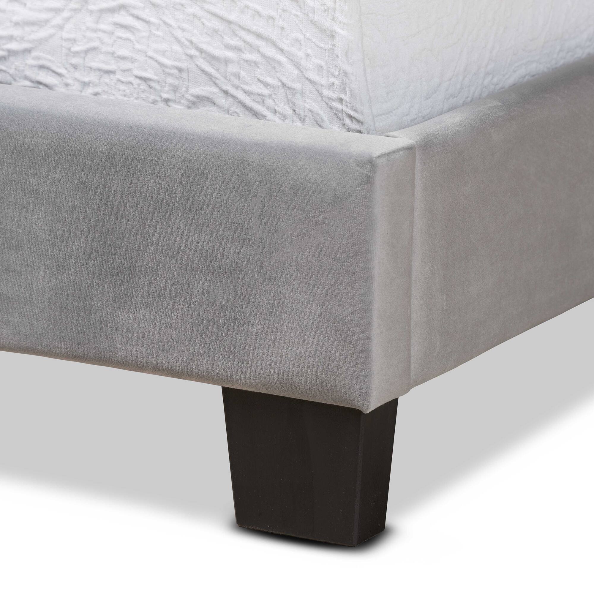 Alt View 1. Baxton Studio - Tamira Modern and Contemporary Glam Velvet Fabric Upholstered Twin Size Panel Bed - Grey/Black.