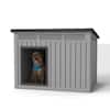 Front. Yardgrace - 204 Large Dog House - Weatherproof, Removable Roof, Louvered Vents, Asphalt Roof, Elevated Base, Indoor/Outdoor Kennel - Grey.