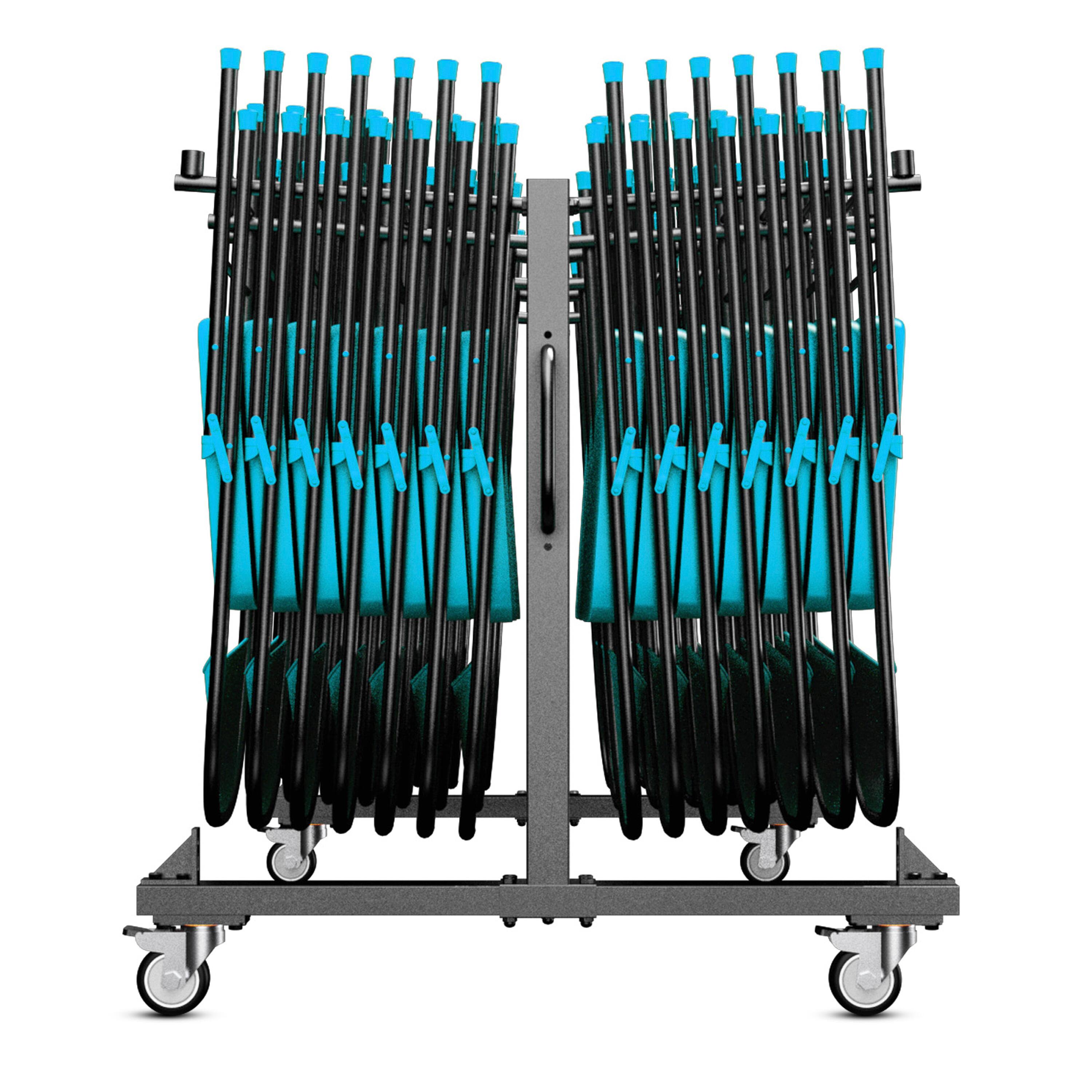 Alt View 8. Emma + Oliver - Kirk Heavy Duty Folding Table and Chairs Mobile Cart with Locking Wheels and Included Bungee Cords - Black.