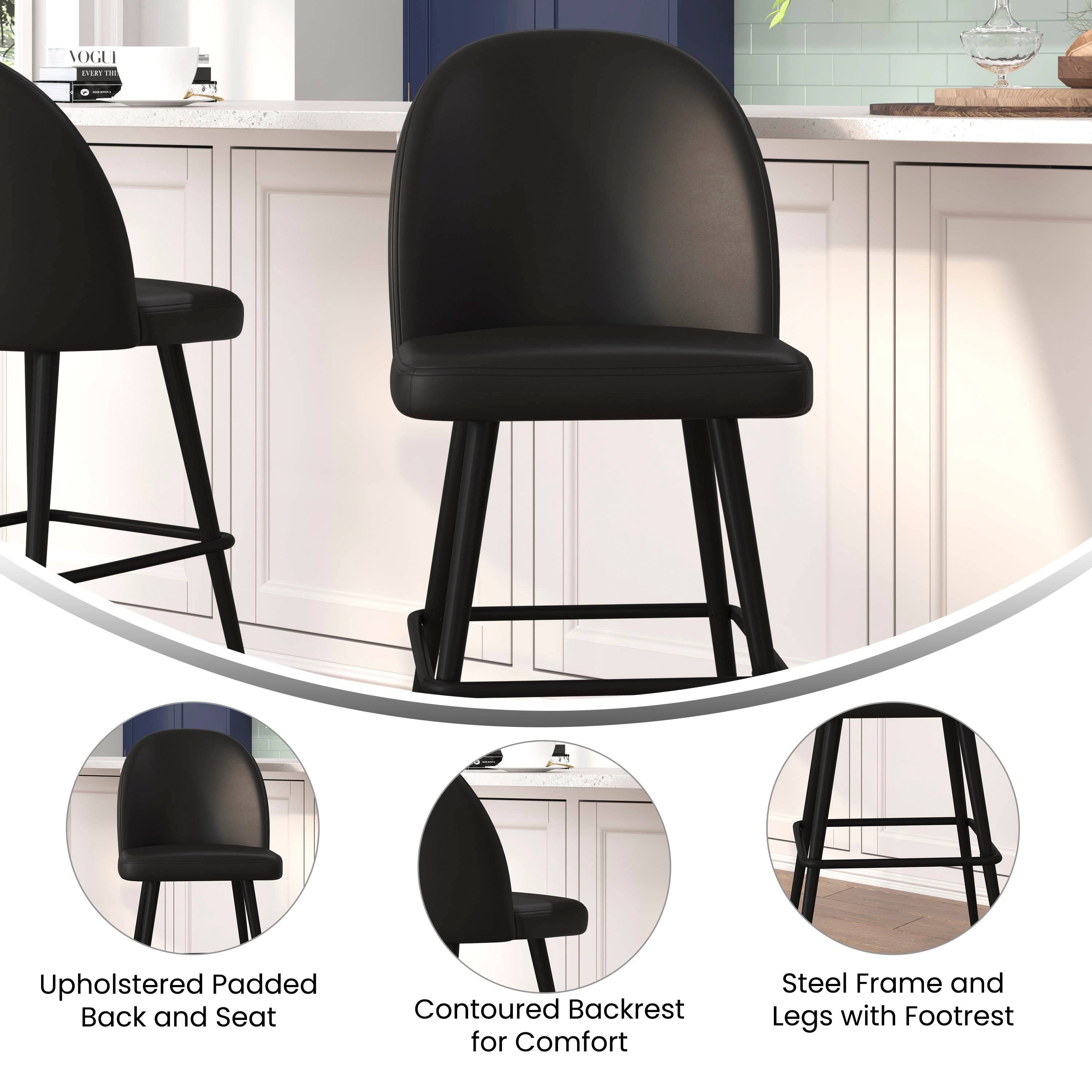 VOGEI SERT - Upholstered Padded Back and Seat, Contoured Backrest for Comfort, Steel Frame and Legs with Footrest