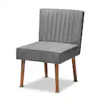 Front. Baxton Studio - Alvis Mid-Century Modern Velvet Upholstered and Finished Wood Dining Chair - Grey/Walnut Brown.
