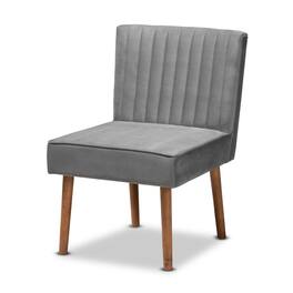 Baxton Studio - Alvis Mid-Century Modern Velvet Upholstered and Finished Wood Dining Chair - Grey/Walnut Brown