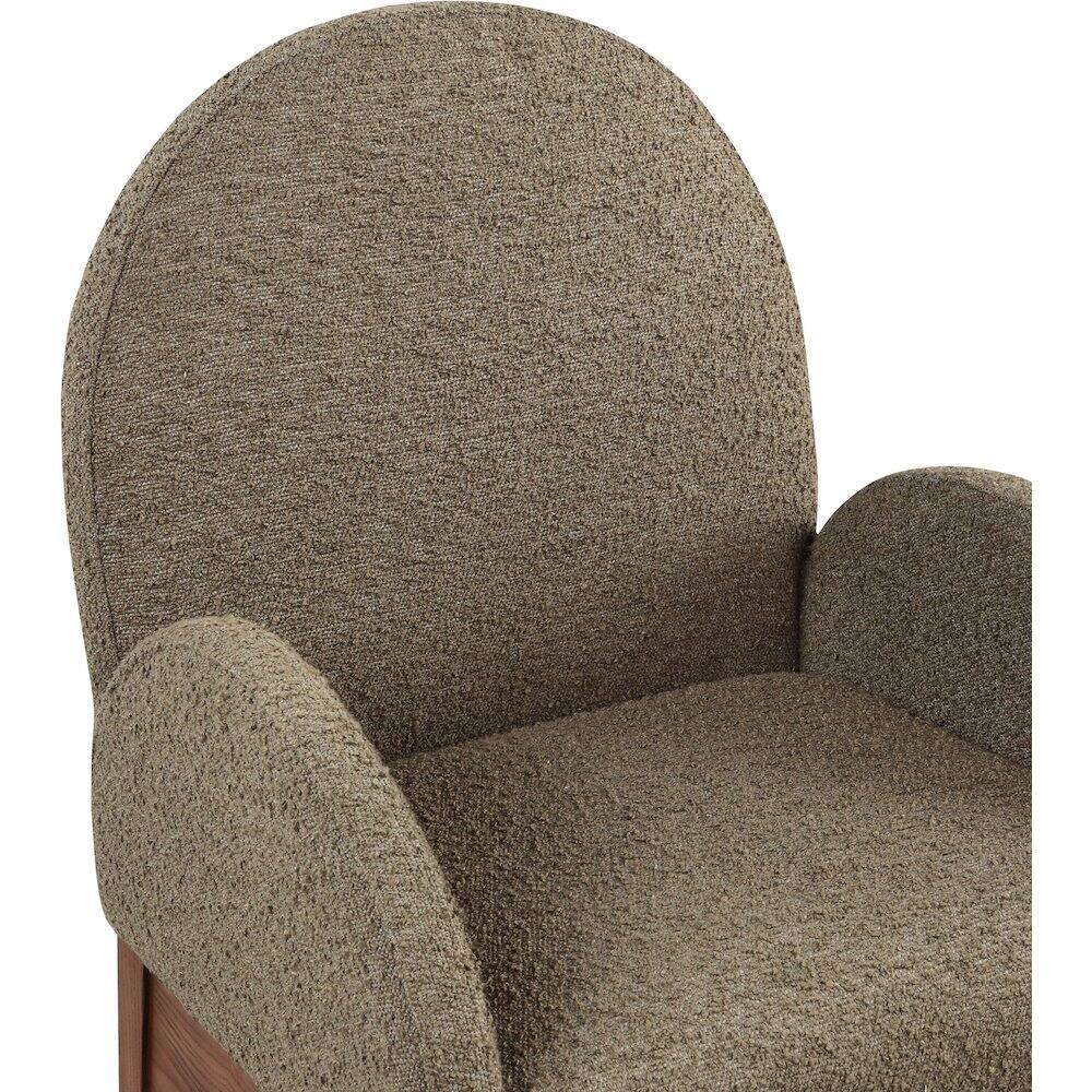 Alt View 4. Meridian Furniture - Waldorf Olive Boucle Fabric Dining Chair - Green.