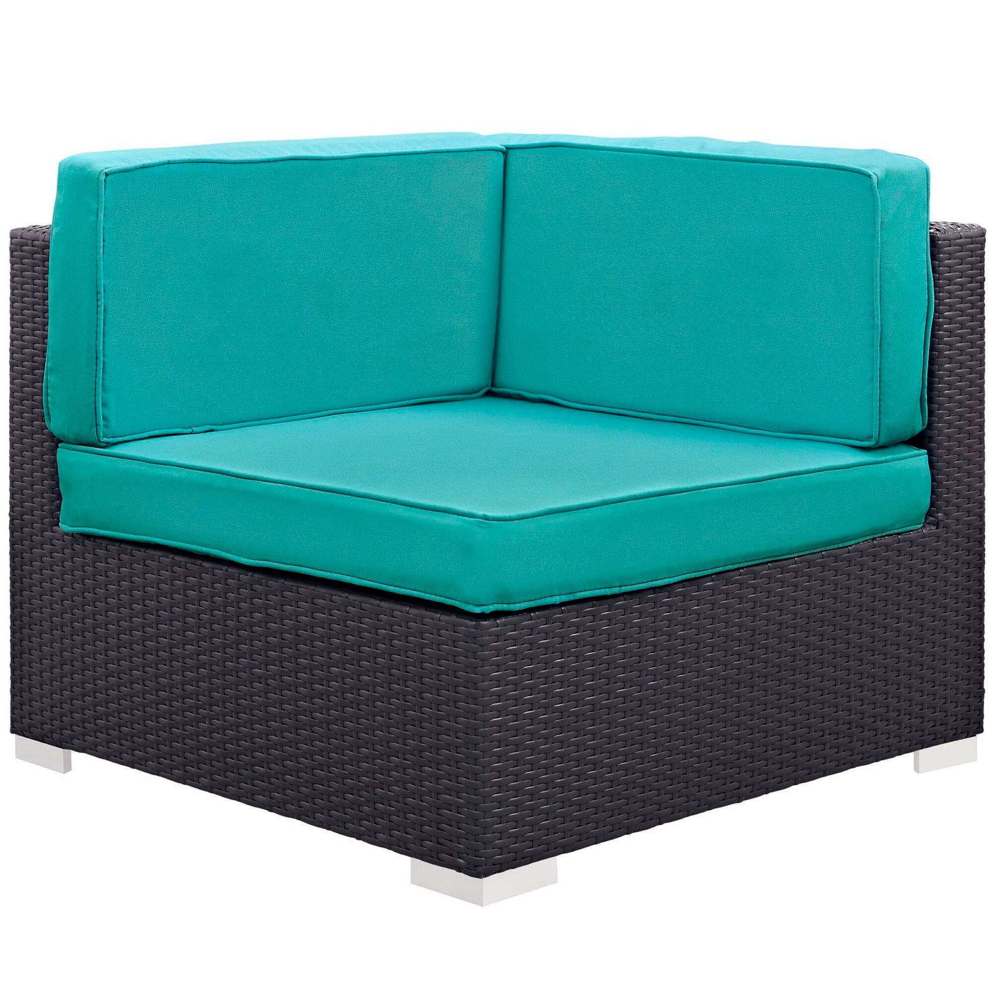 Back. Modway - Gather Corner and Middle Outdoor Patio Sectional Set by Modway - Espresso Turquoise.
