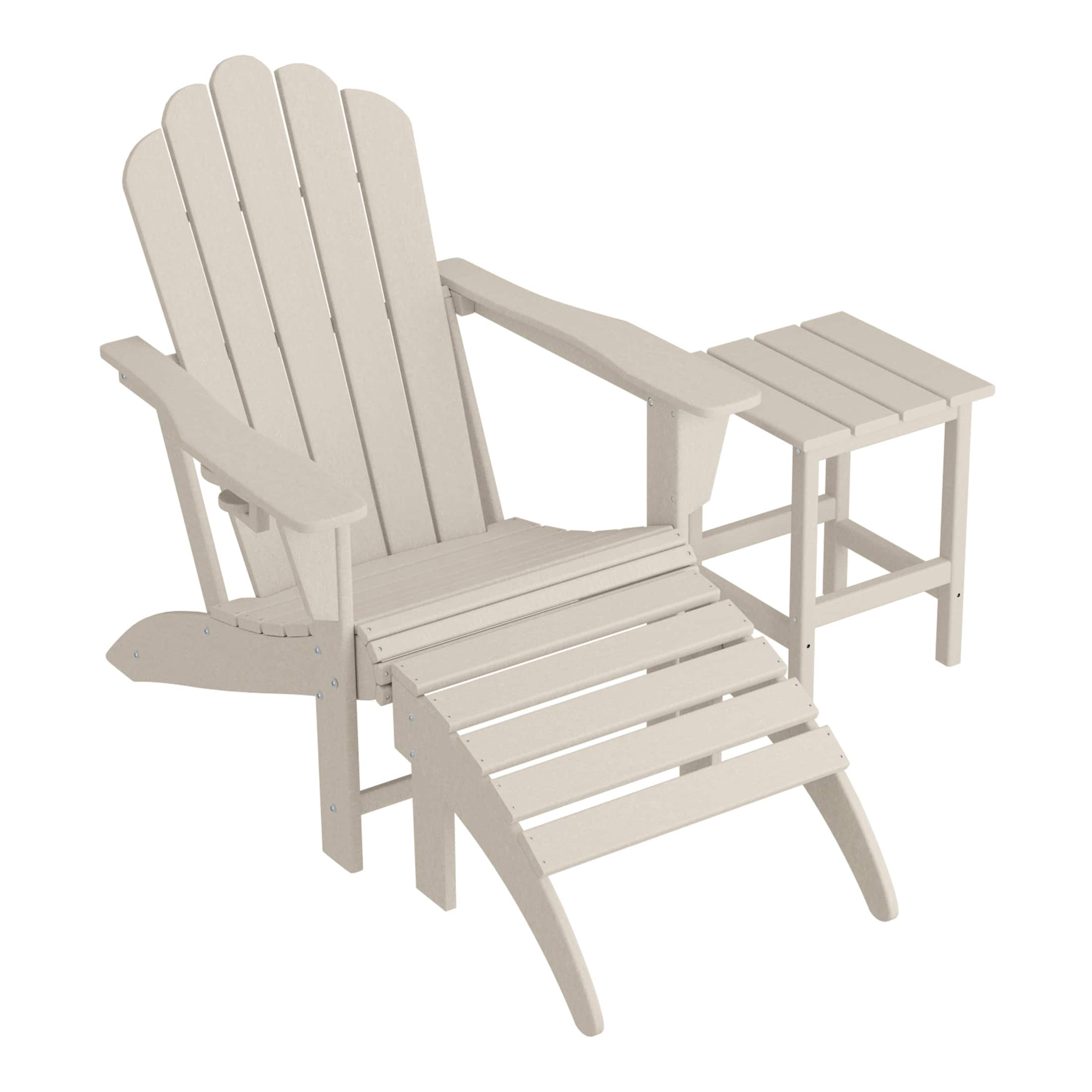 WestinTrends - Highland 3-Piece Adirondack Chair with Cup Holder and Folding Ottoman and Table Set - Sand price history on PriceWatchPro