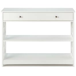 Kadyn - 3-Tier Console Table with Drawers for Living Room Entryway- Narrow Console Table, Entryway Hall Table with Shelves - White