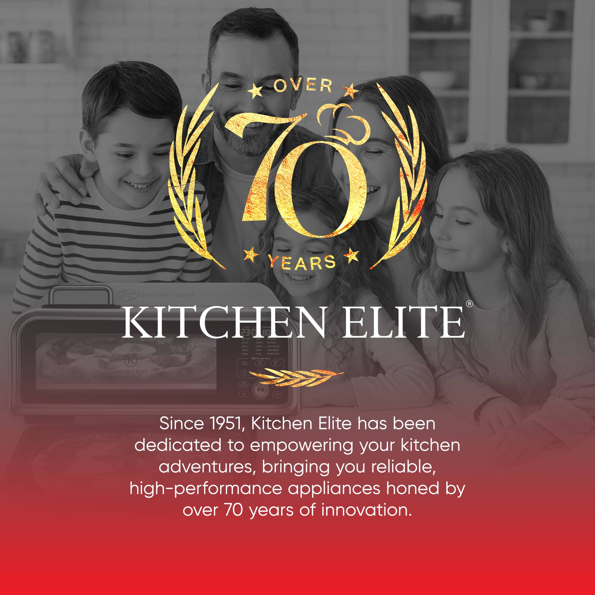 Since 1951, Kitchen Elite has been dedicated to empowering your kitchen adventures, bringing you reliable, high-performance appliances honed by over 70 years of innovation.