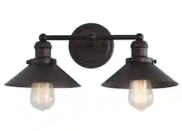 Jonathan Y - July 17.5" 2-Light Industrial Farmhouse Metal Vanity Light, Oil Rubbed Bronze - Oil-Rubbed Bronze