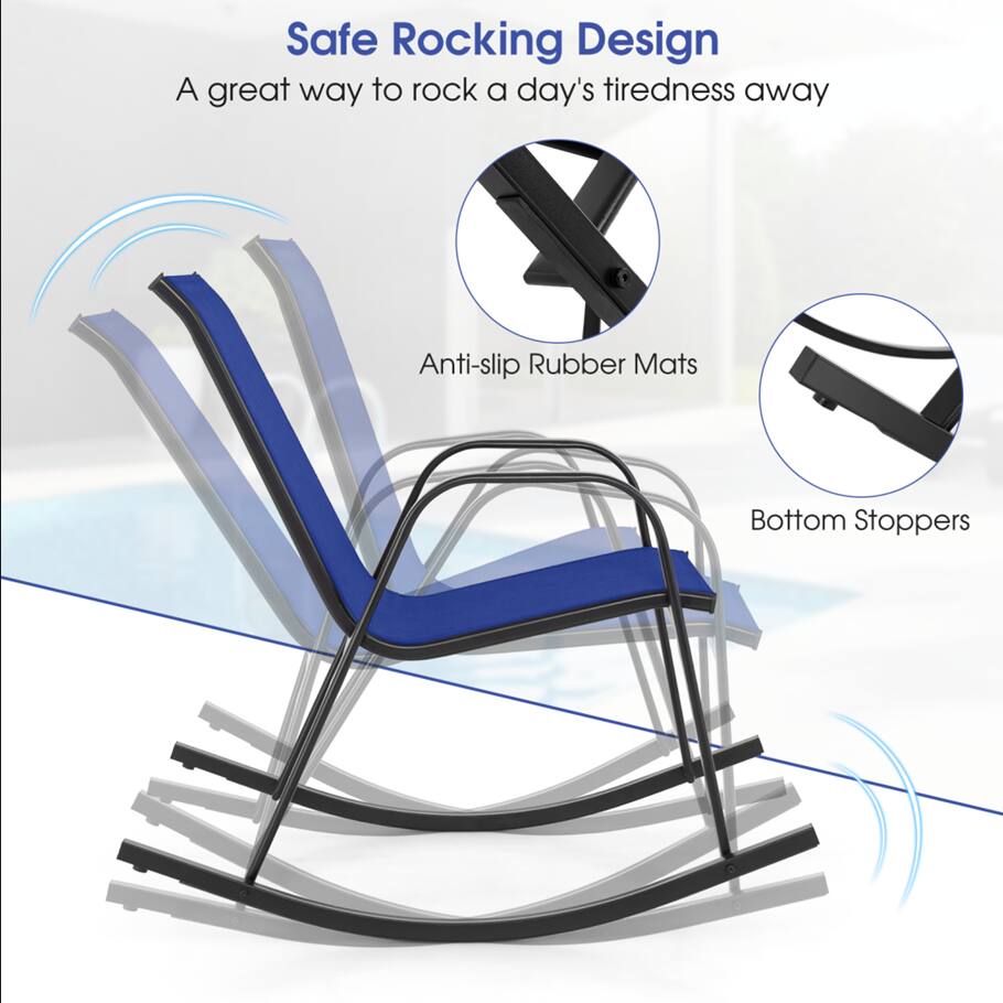 Safe Rocking Design  
A great way to rock a day's tiredness away  

Anti-slip Rubber Mats  
Bottom Stoppers
