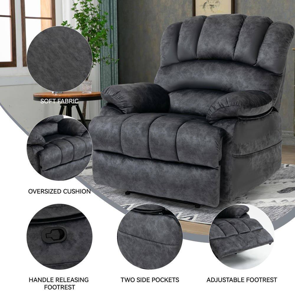 - Soft Fabric
- Oversized Cushion
- Handle Releasing Footrest
- Two Side Pockets
- Adjustable Footrest