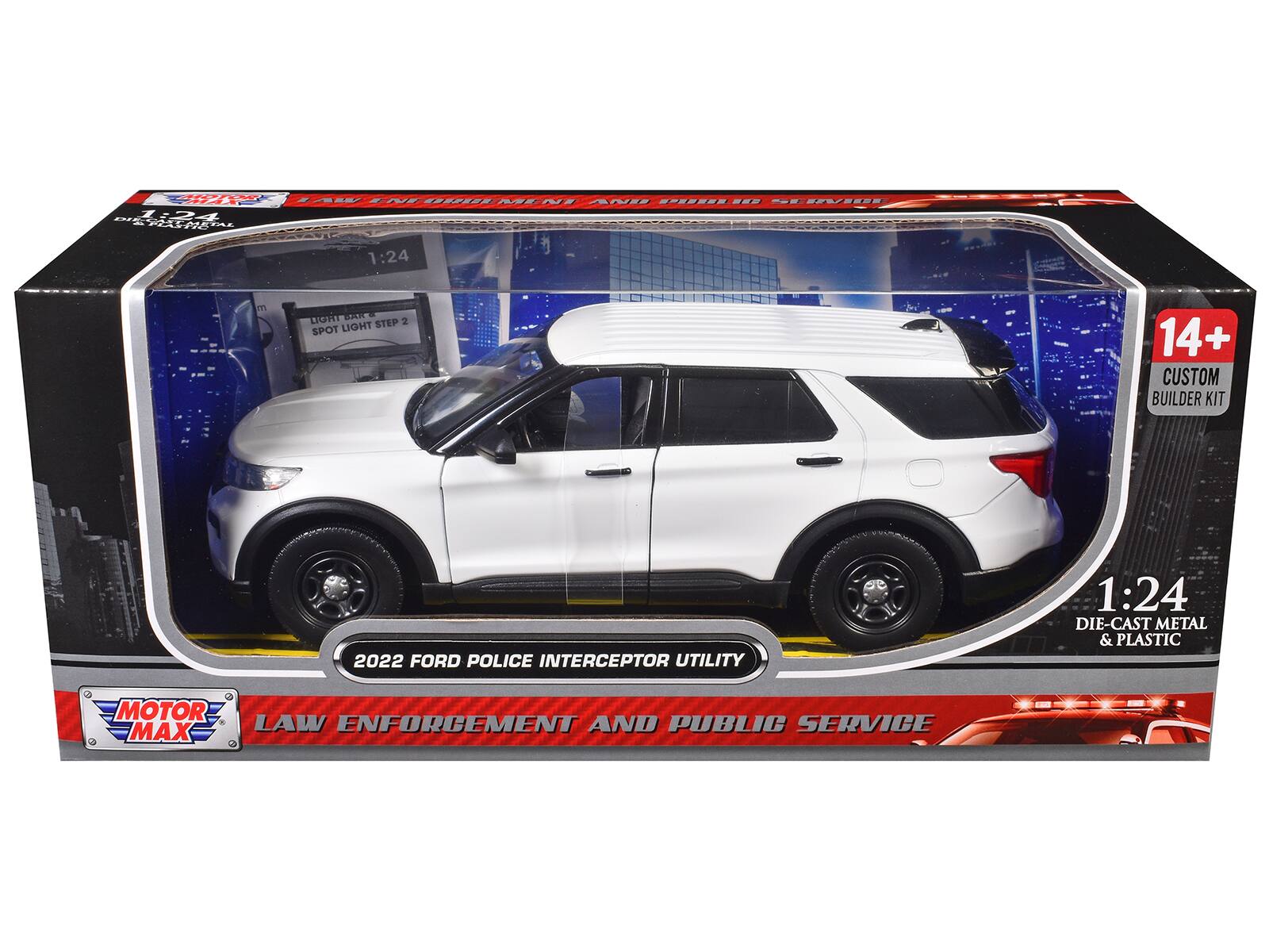 1:24 MO LICAN BAR STEP 2 SPOT LIGHT 14+ CUSTOM BUILDER KIT 2022 FORD POLICE INTERCEPTOR UTILITY 1:24 DIE-CAST METAL & PLASTIC MOTOR LAW ENFORCEMENT AND PUBLIC SERVICE