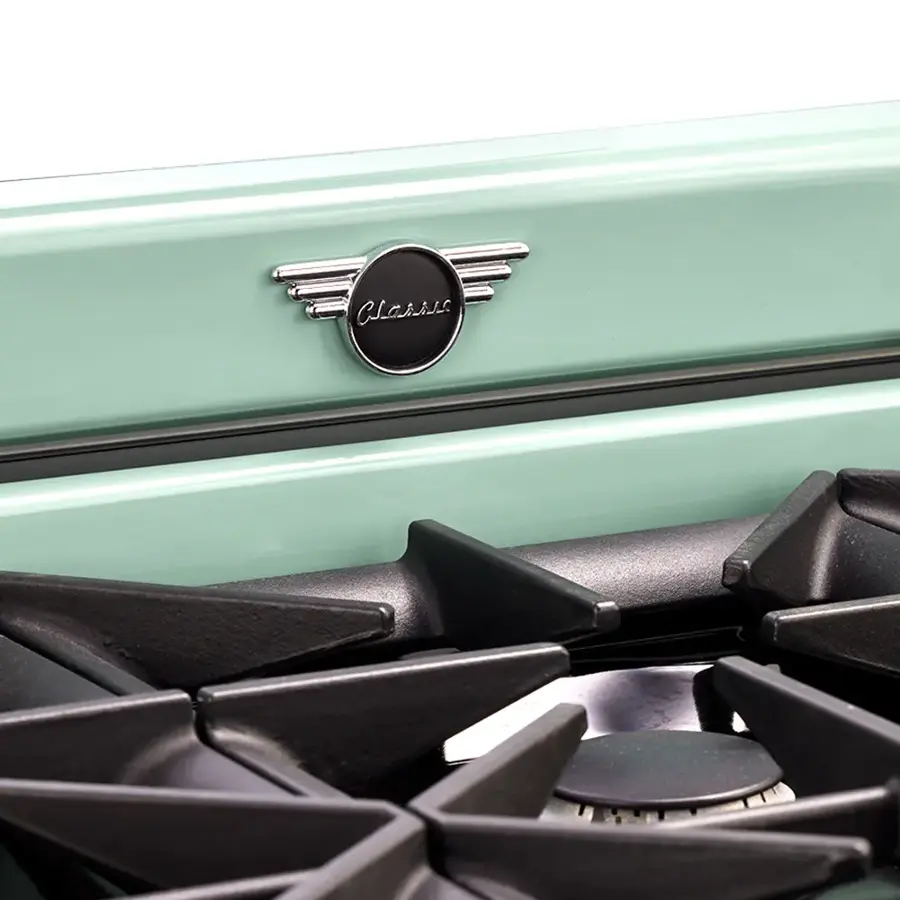 Alt View 23. Unique Appliances - Classic Retro 5.2 Cu. Ft. Freestanding Gas Convection Range - Summer Mint Green.