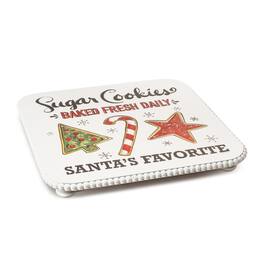 BreeBe - Santa's Favorite Cookie Plate Pedestal 14.25"D - White, Red, Green