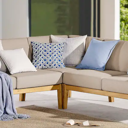 Front. Modway - Sedona Outdoor Patio Eucalyptus Wood Sectional Sofa Corner Chair by Modway - Natural Taupe.