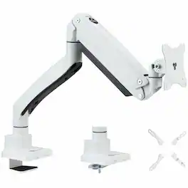 SIIG Inc - SIIG Single 43" Monitor Heavy-Duty Premium Gas Spring Desk Mount - VESA 75x75, 100x100, 200x200mm - SIIG Single - White