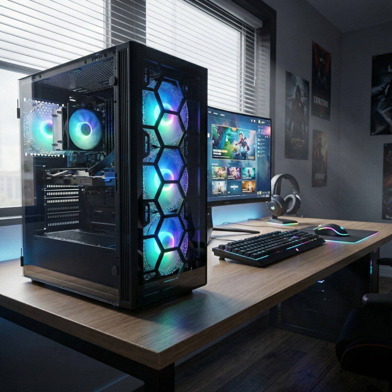 Alt View 1. STGAubron - STGAubron Gaming Desktop PC, Intel Core i7 up to 3.9G, GeForce RTX 3050 6G, 32G RAM, 1TB SSD, WiFi 6, Win11H - Black.