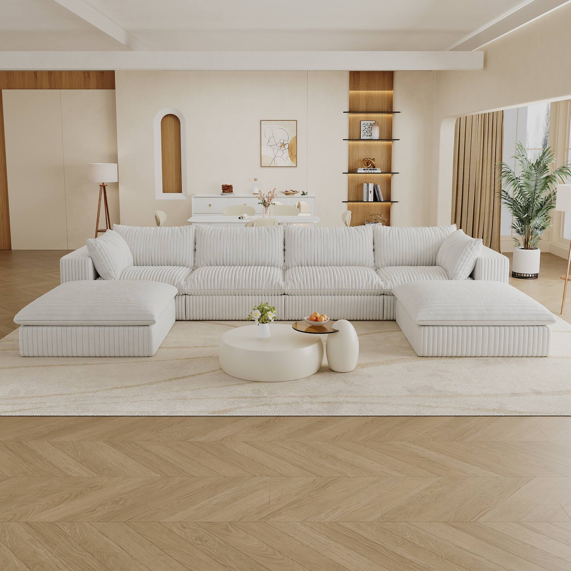 Alt View 4. Boyel Living - White Modular 6 Seat Fabric Sectional Sofa 157.6-in L x 78.8-in W x 24.0-in H - White.