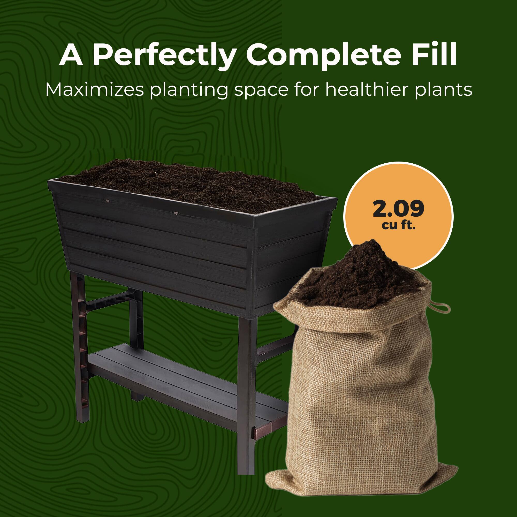 A Perfectly Complete Fill  
Maximizes planting space for healthier plants  
2.09 cu ft.