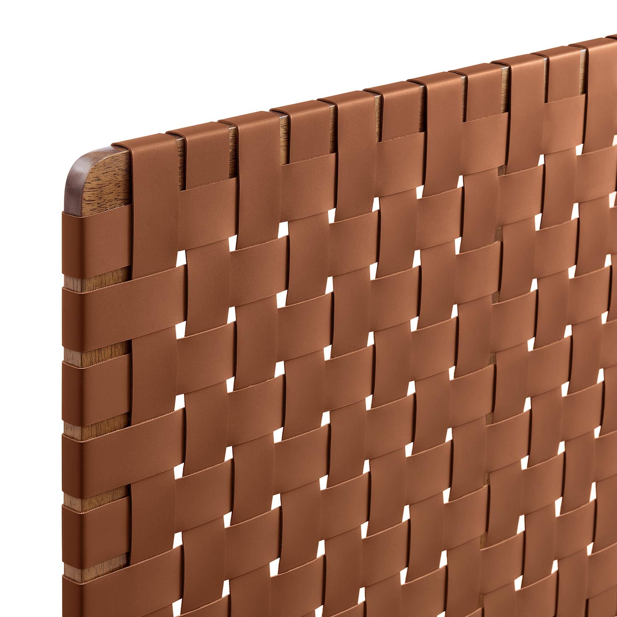 Alt View 2. Modway - Sparta Weave Wall-Mount Vegan Leather Twin Headboard by Modway - Brown.