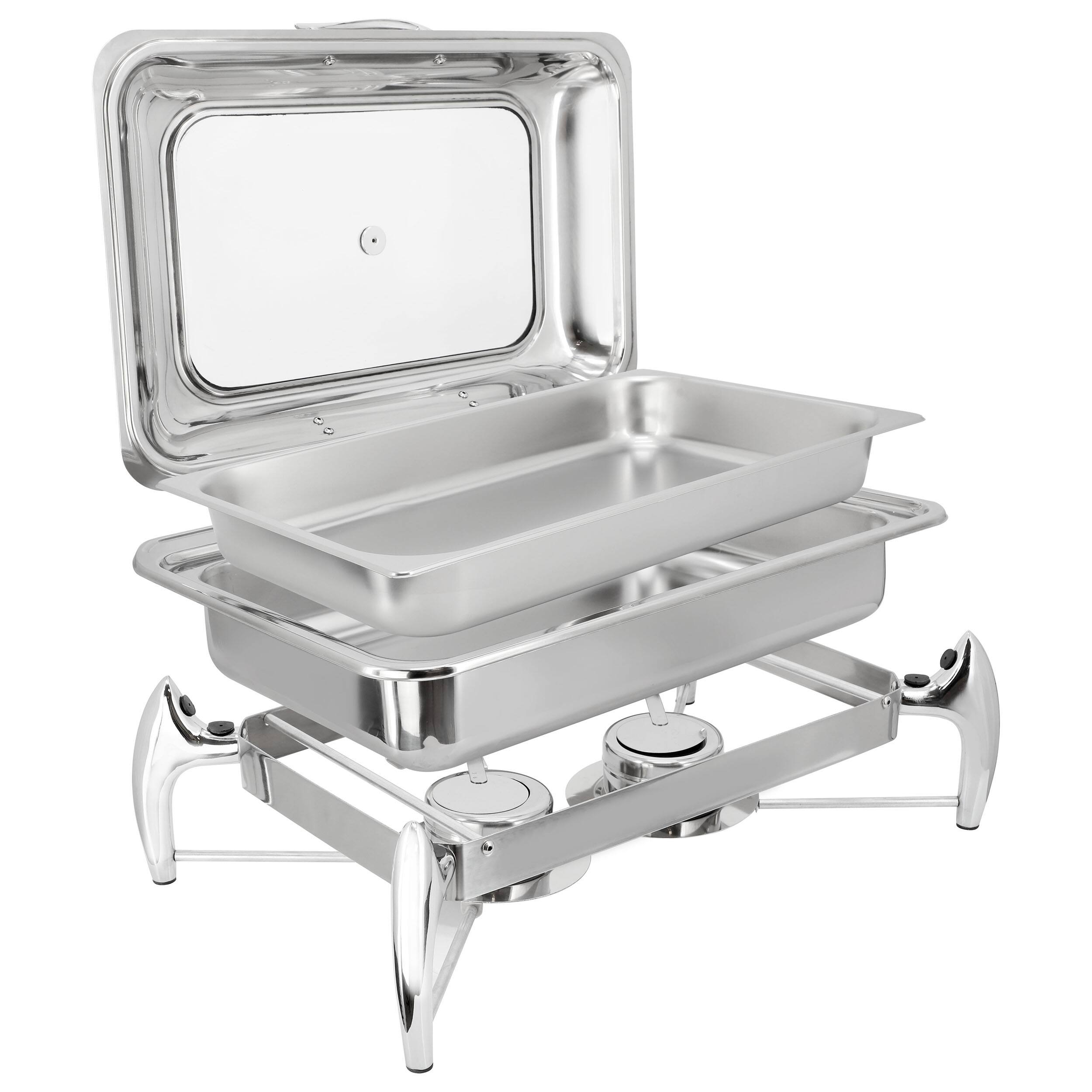 Alt View 3. MegaChef - MegaChef 9.5 Quart Stainless Steel Rectangle Professional Chafing Dish/Food Warmer/Buffet Server Serving Trays - Silver.
