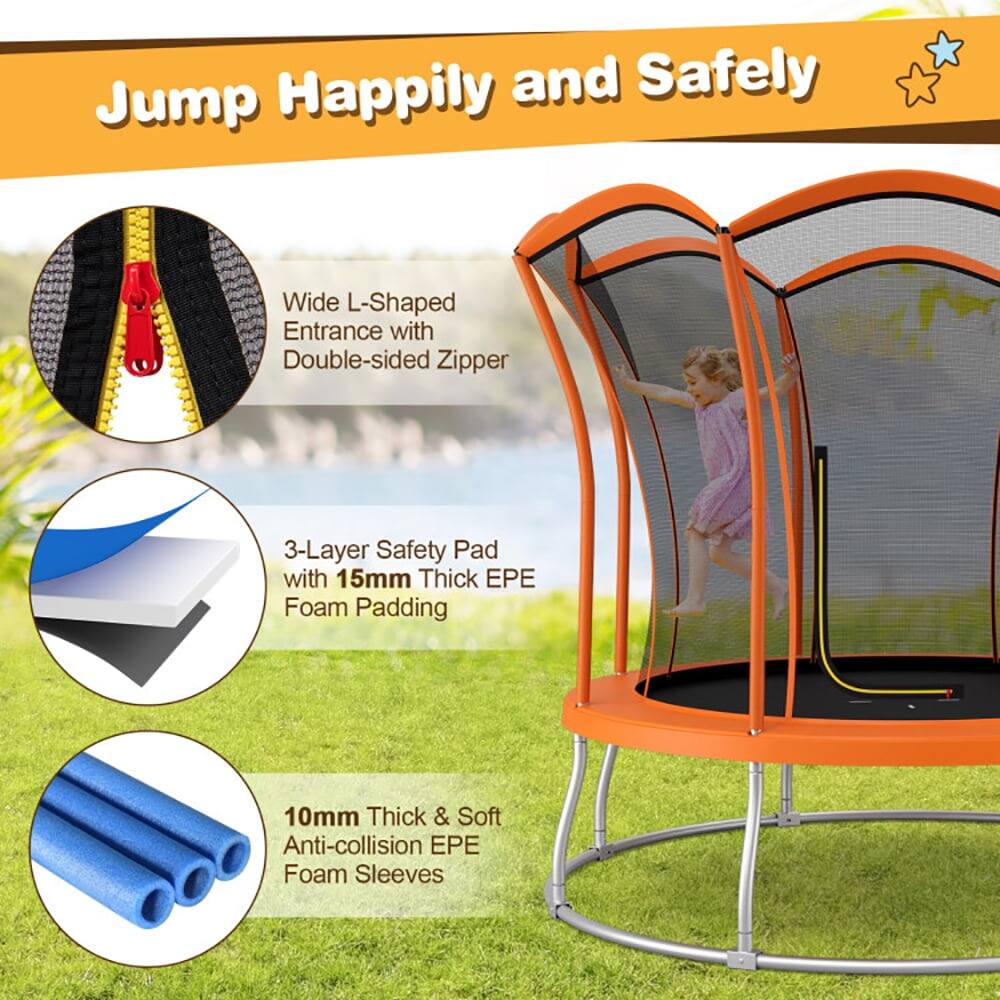 Jump Happily and Safely

- Wide L-Shaped Entrance with Double-sided Zipper
- 3-Layer Safety Pad with 15mm Thick EPE Foam Padding
- 10mm Thick & Soft Anti-collision EPE Foam Sleeves