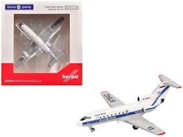Herpa - Yakovlev Yak-40 Commercial Aircraft Volga-Dnepr Airlines (RA-87842) Stripes 1/200 Diecast Model Airplane - White with Blue