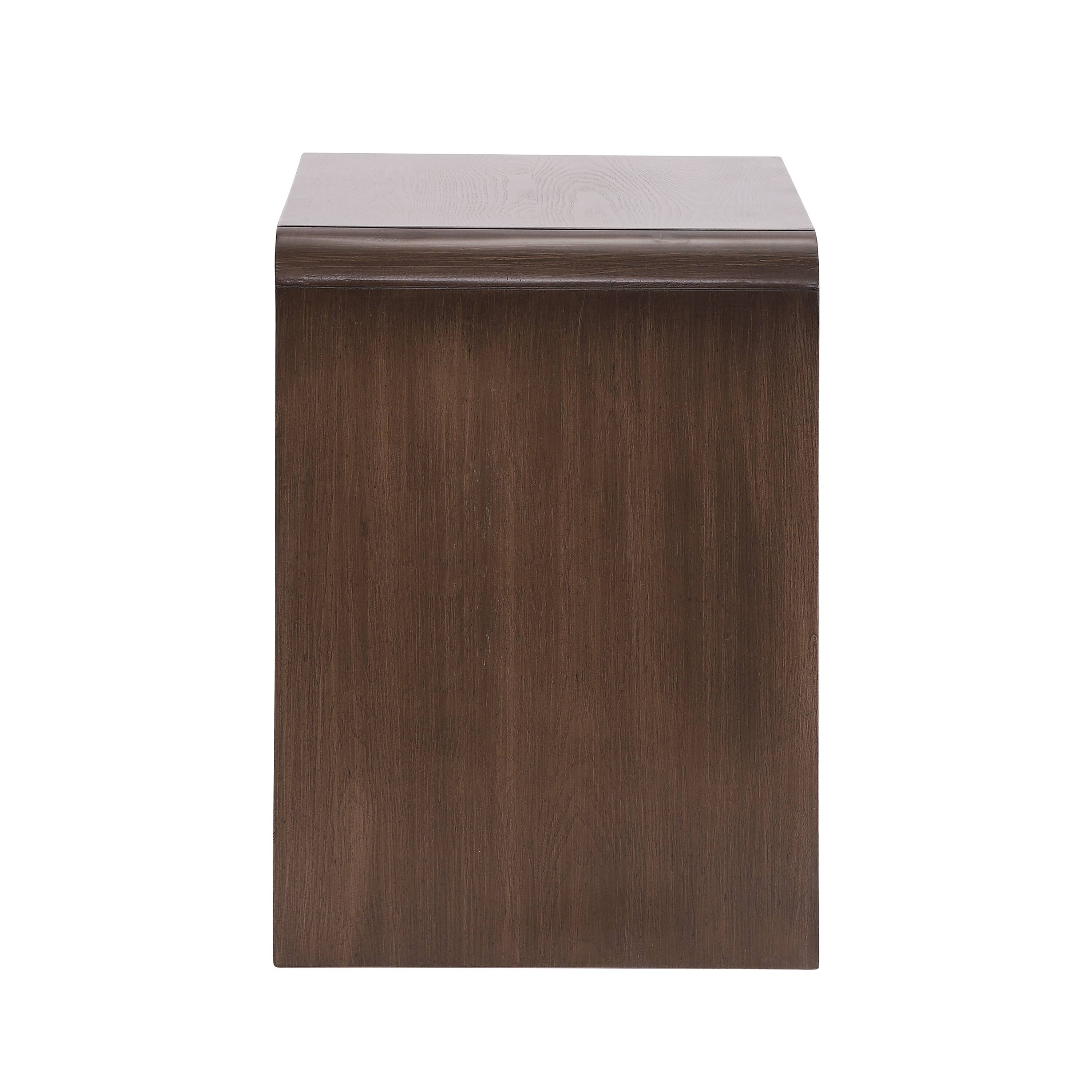 Alt View 1. Whisen - 2-Drawer Nightstand with Open Shelf,Fully Assembled Bedside Table with Fluted Design - Walnut.