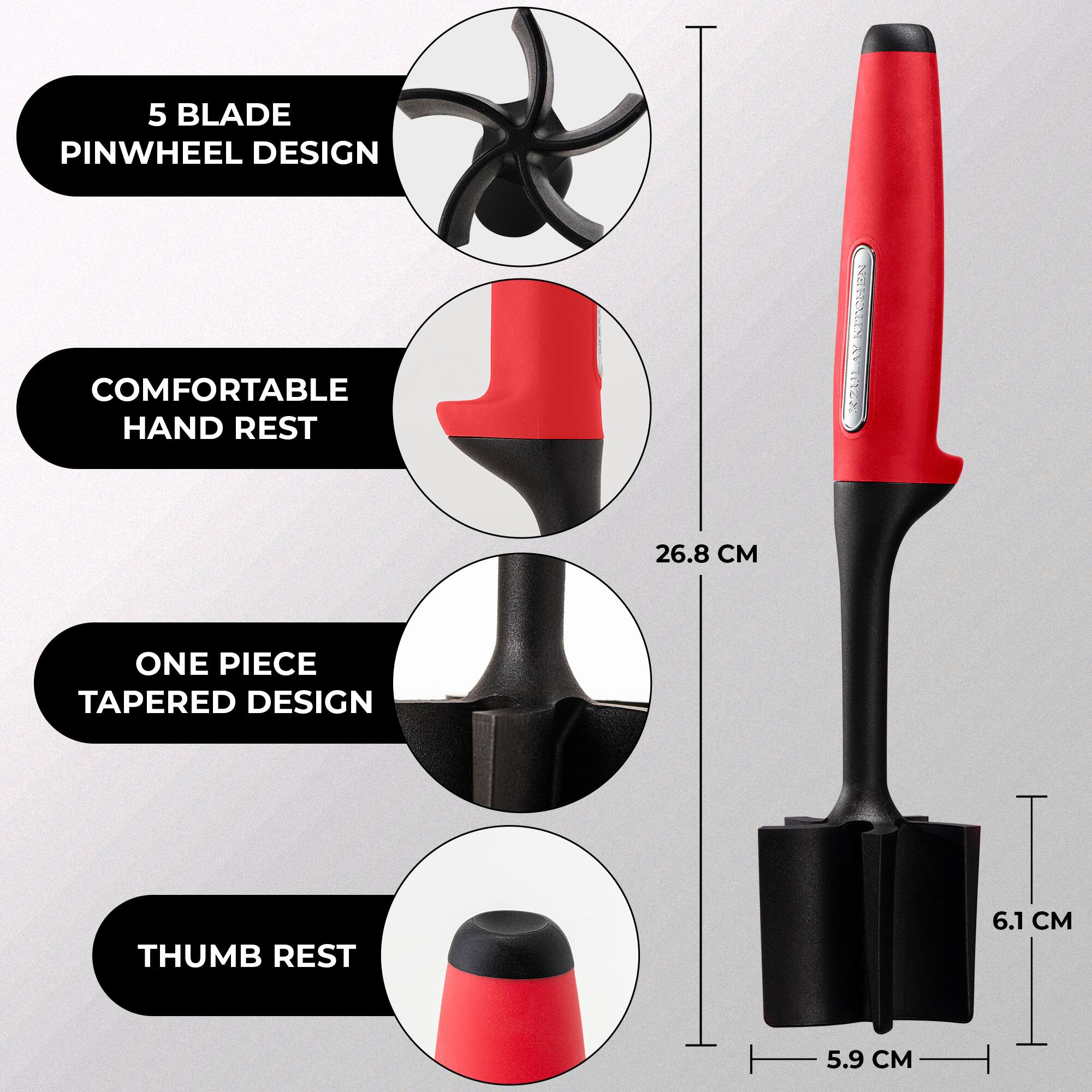 5 BLADE PINWHEEL DESIGN  
COMFORTABLE HAND REST  
ONE PIECE TAPERED DESIGN  
THUMB REST  

26.8 CM  
6.1 CM  
5.9 CM