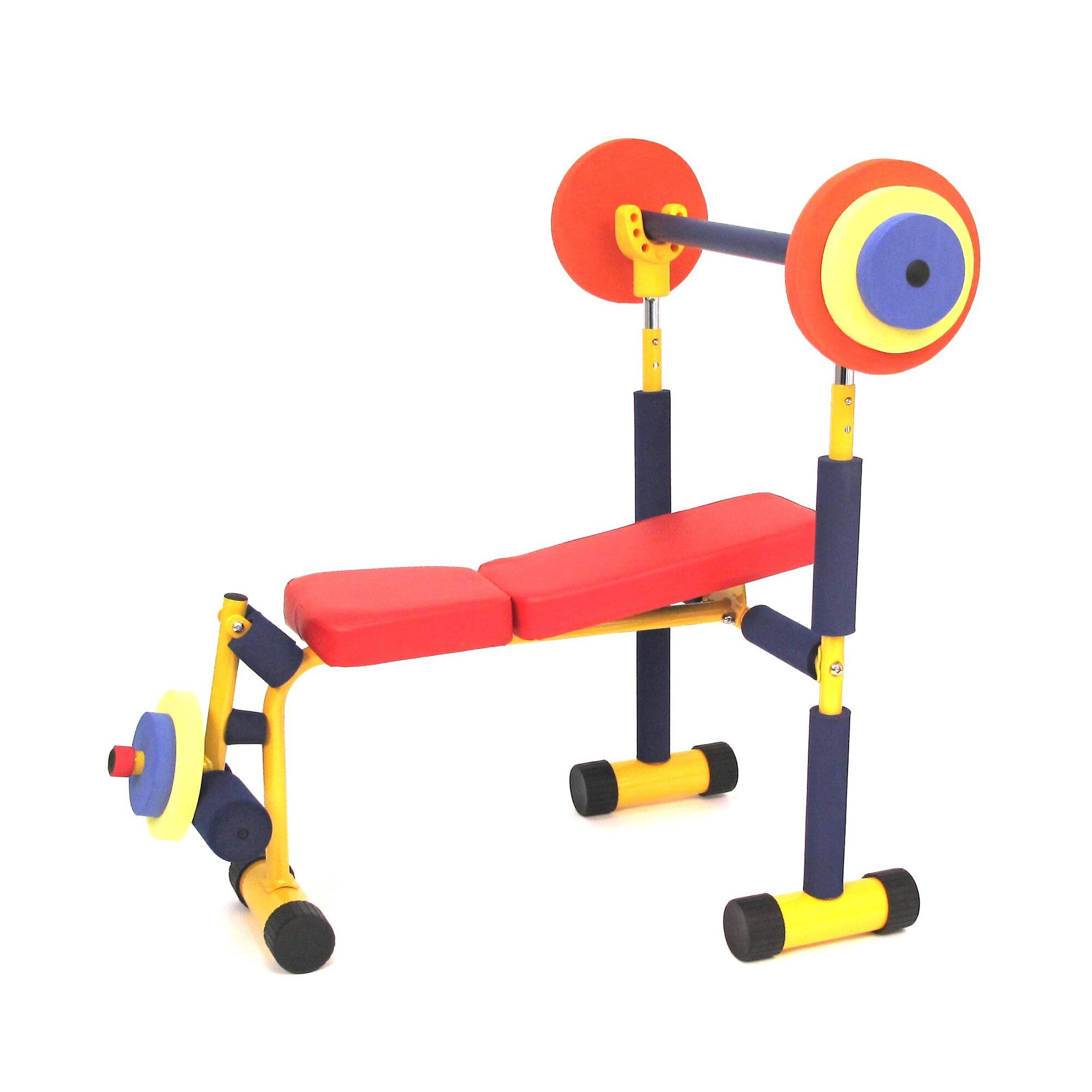 Alt View 7. Fun & Fitness For Kids - Fun & Fitness For Kids Children's Exercise Equipment Weight Lifting Bench Set - Yellow and Red.