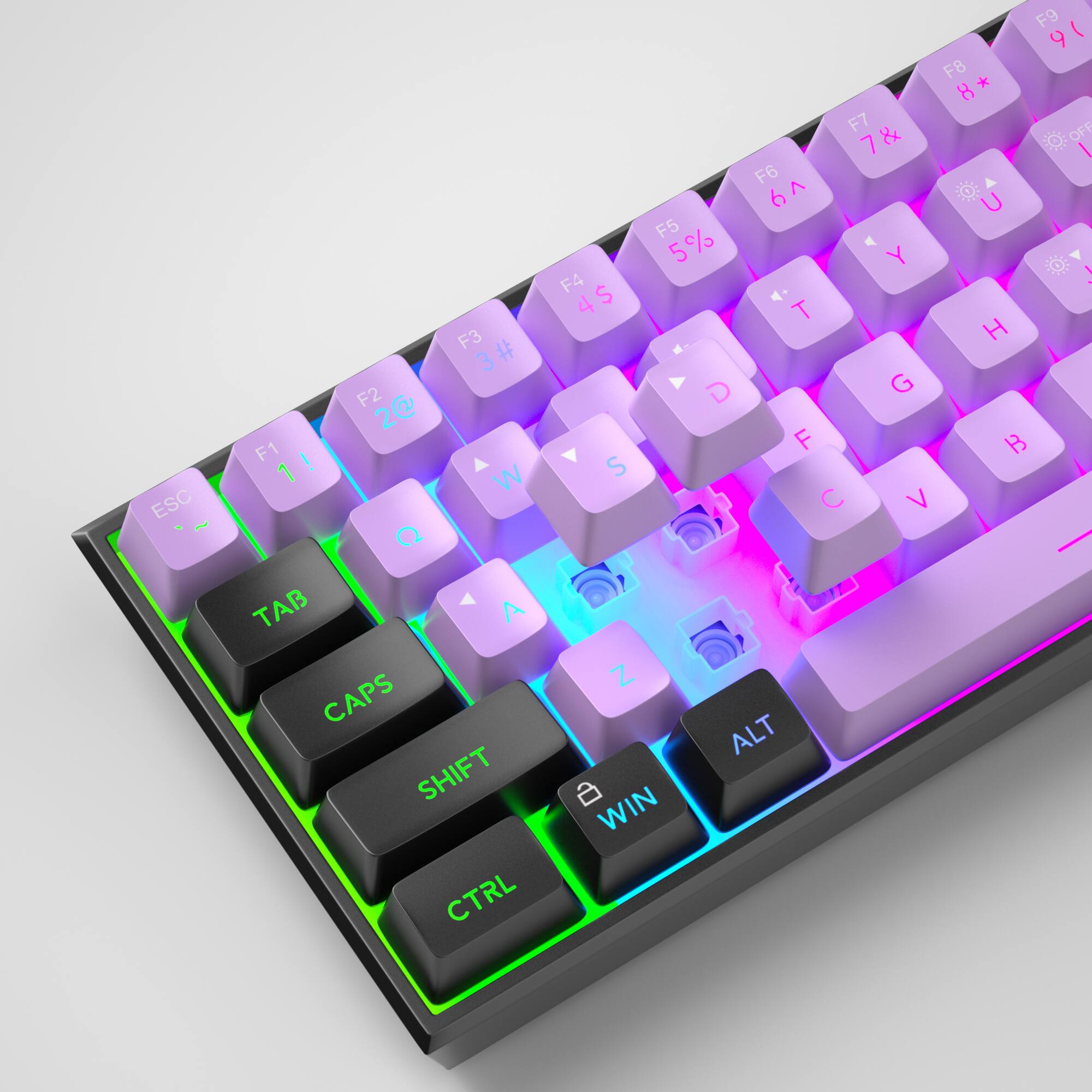ESC  
F1 ! 1  
F2 2@  
F3 3#  
F4 4$  
F5 5%  
F6 6^  
F7 7&  
F8 8*  
F9 91  
TAB  
CAPS  
SHIFT  
CTRL  
ALT  
WIN  
Q  
W  
E  
R  
T  
Y  
U  
I  
O  
P  
A  
S  
D  
F  
G  
H  
J  
K  
L  
Z  
X  
C  
V  
B  
N  
M