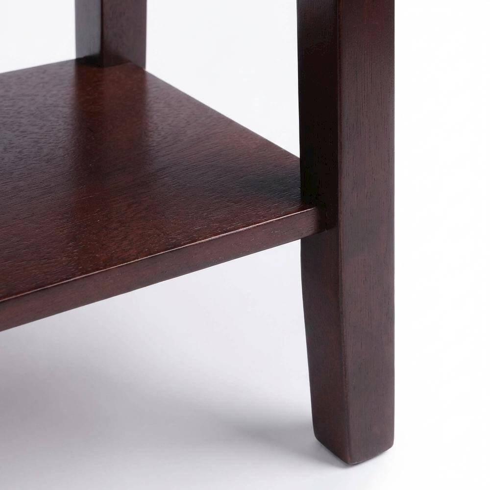 Left. FurniFact - Antique Walnut Night Stand with Drawer Solid Composite Wood Storage - Walnut.