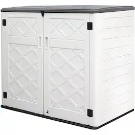 Decksplore - Larger Outdoor Storage Shed Horizontal 48 Cu.ft Outdoor Storage Box Waterproof for Garden, Patios, Backyards - White