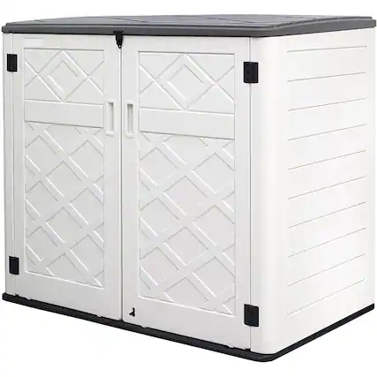 Front. Decksplore - Larger Outdoor Storage Shed Horizontal 48 Cu.ft Outdoor Storage Box Waterproof for Garden, Patios, Backyards - White.