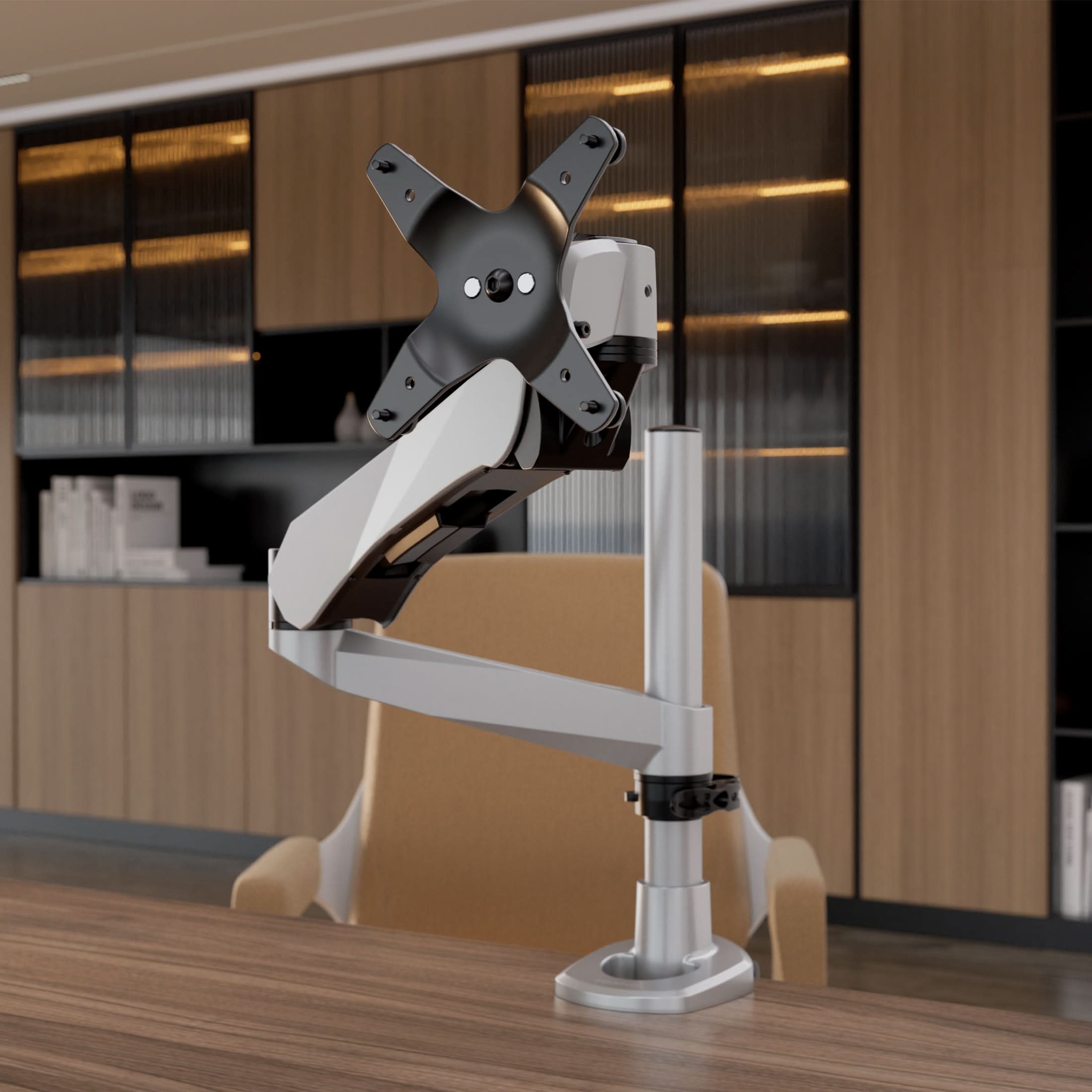 Back. Mount-It! - CLiX Series Spring Arm Dual-Segmented Single Monitor Mount – Full Motion Desk Arm for 17"-30" Displays, Silver - Silver.