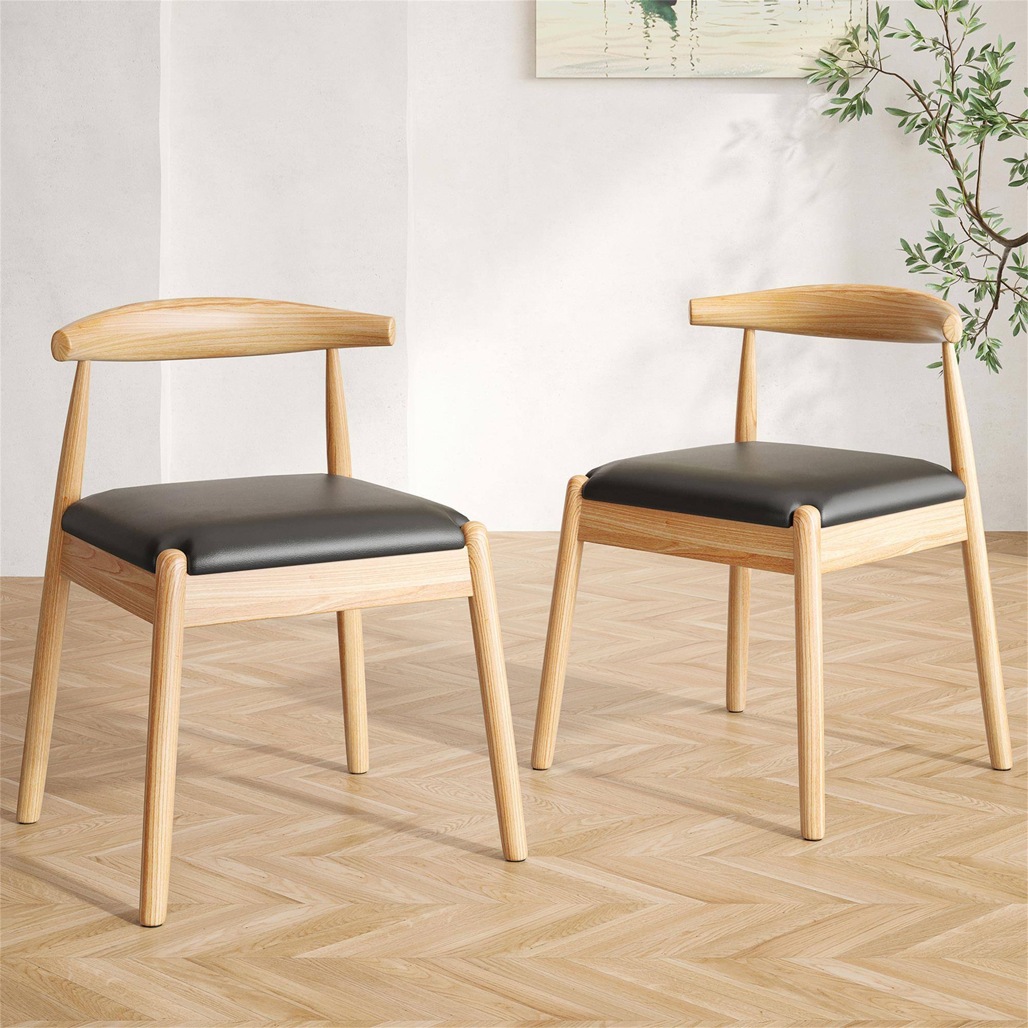 Alt View 1. Boyel Living - Weave Dining Chairs Set of 2 Mid-Century Modern Kitchen Chair with Solid Oak Frame - Wood.