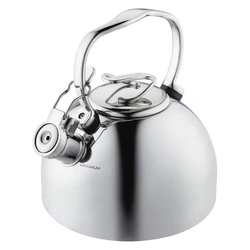 Circulon - 48378 2.3-Quart Whistling Stainless Teakettle with Flip-Up Spout - Stainless Steel