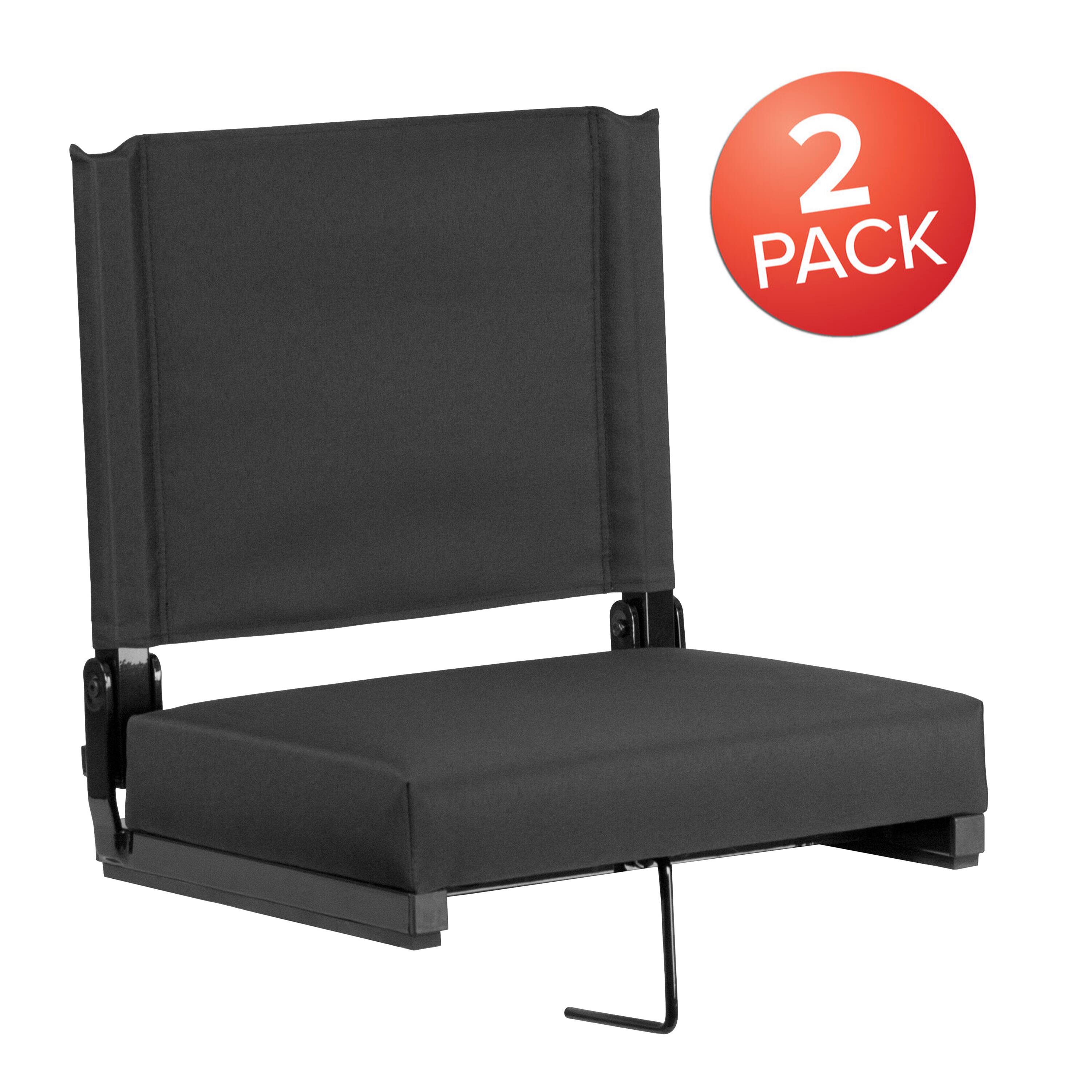 Alt View 1. Emma + Oliver - Set of 2 500 lb. Rated Lightweight Stadium Chair with Ultra-Padded Seat - Black.