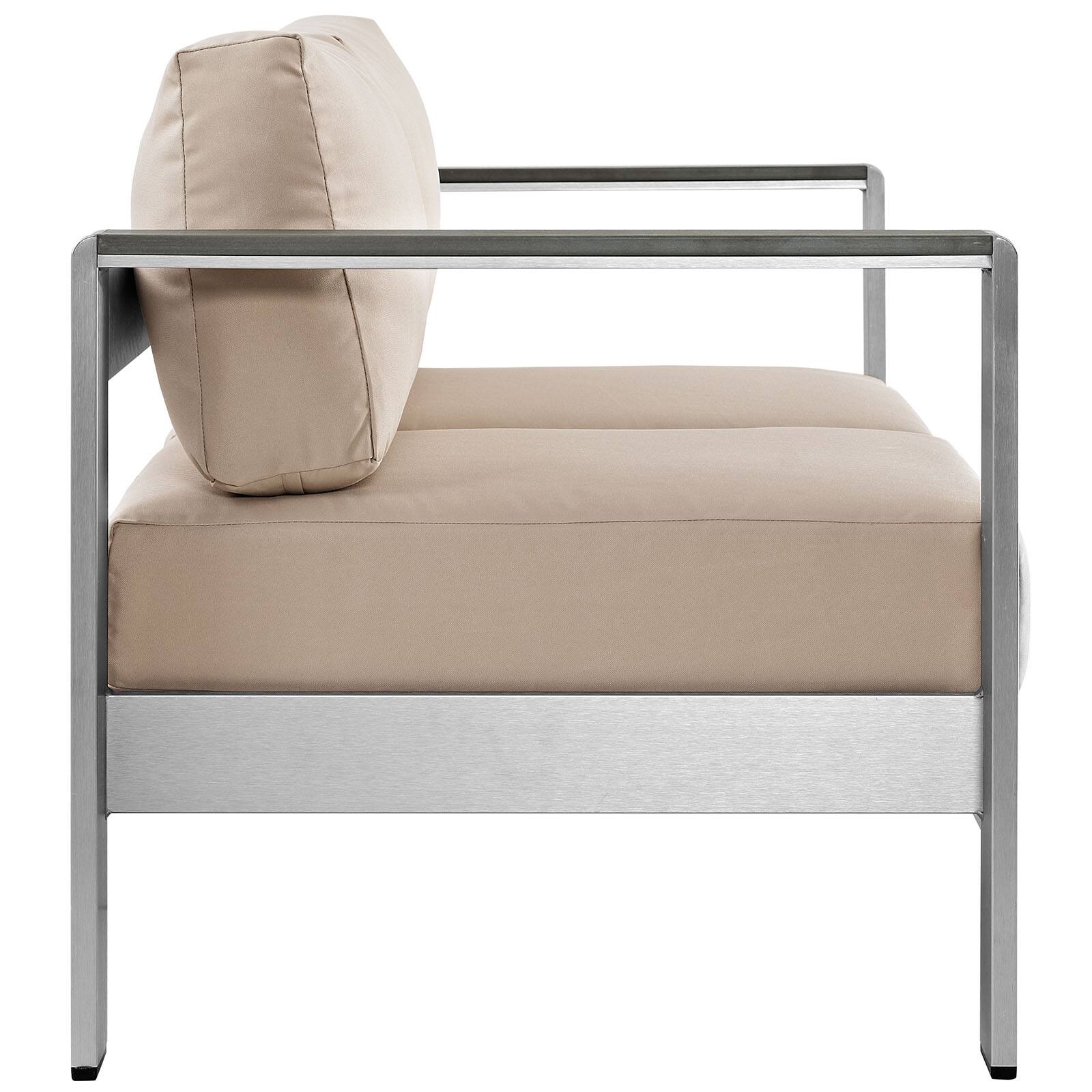 Left. Modway - Shore Outdoor Patio Aluminum Loveseat by Modway - Silver Beige.