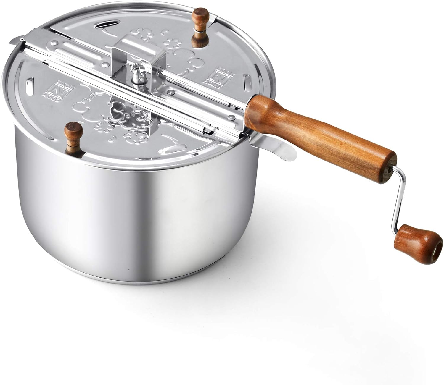 Alt View 4. Cook N Home - Basics 6qt Stainless Steel Hand Crank Stovetop Popcorn Popper,Metal Gears and Stirring System, Homemade Popcorn - stainless steel.
