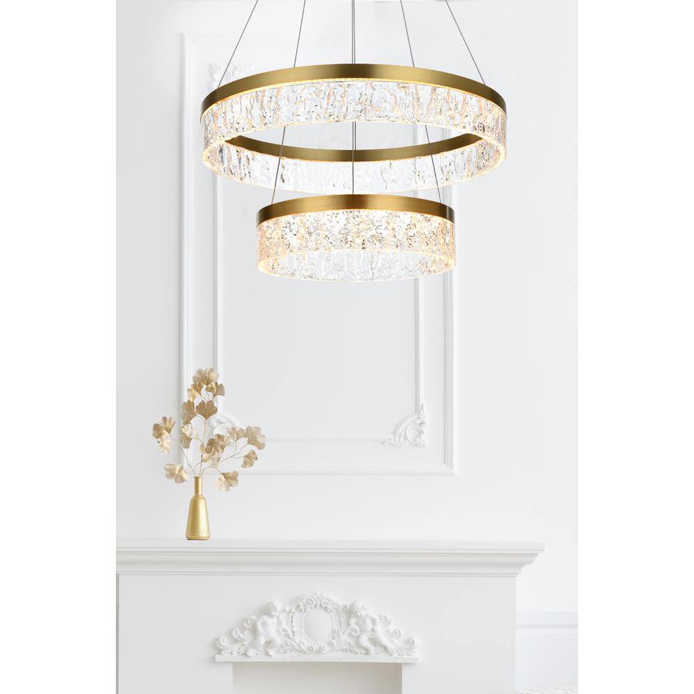 Alt View 4. Elegant Lighting - Linden 22 inch Adjustable LED chandelier in Satin Gold - Satin Gold.