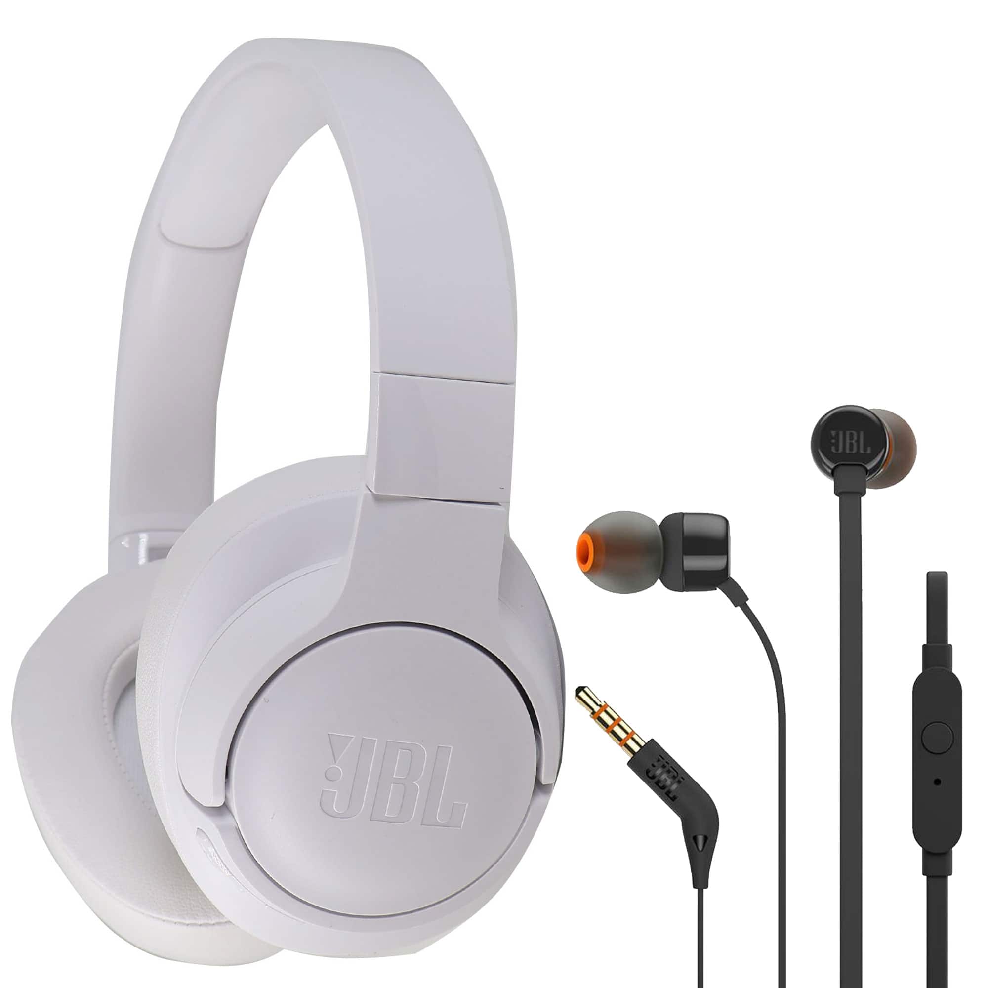 Tune 720BT Over-Ear Wireless Headphones + JBL T110 in Ear Headphones - White