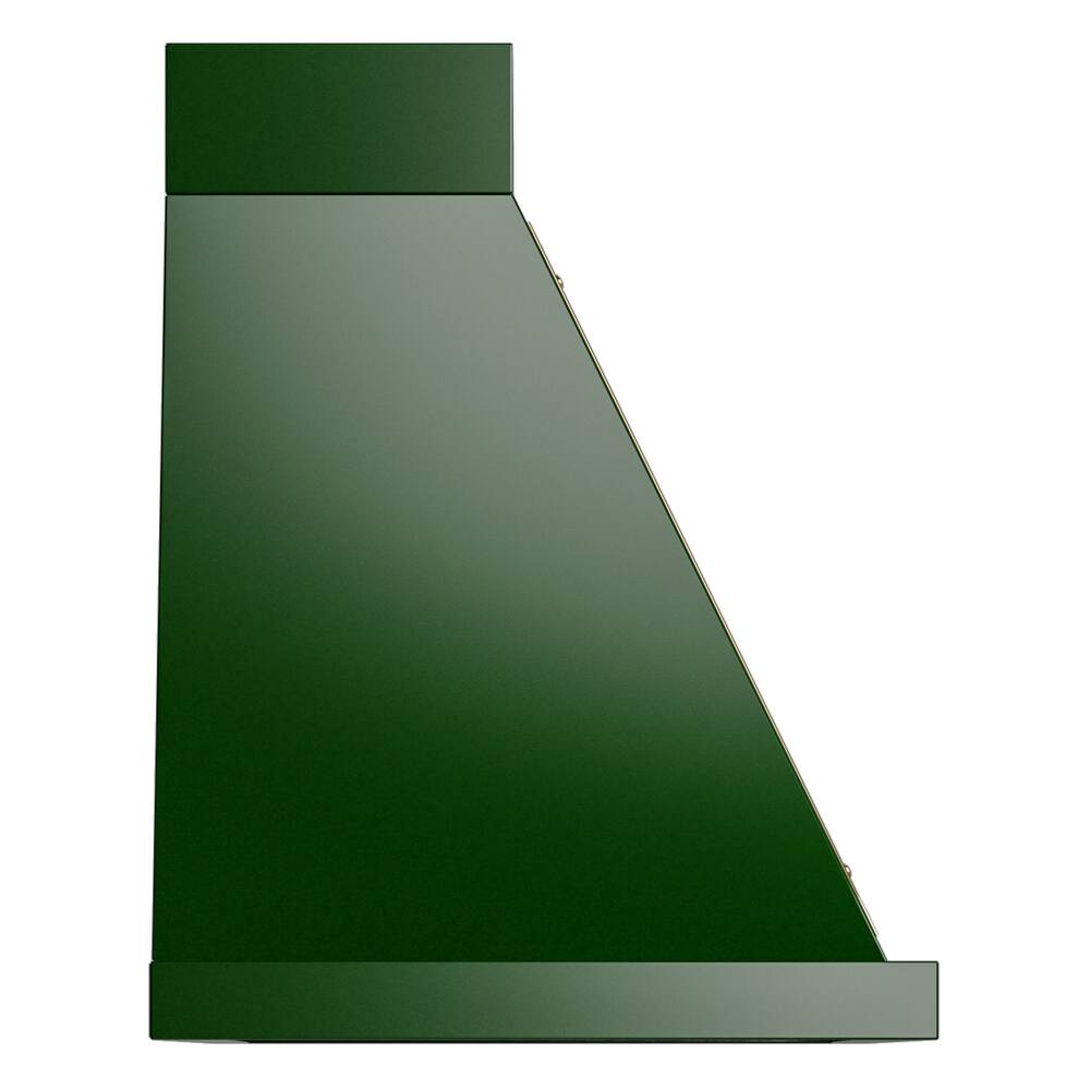 Alt View 3. ILVE - ILVE Nostalgie II Series 36 in. Noblesse Wall Mount Range Hood with 600 CFM (Brass Trim) - Emerald Green.