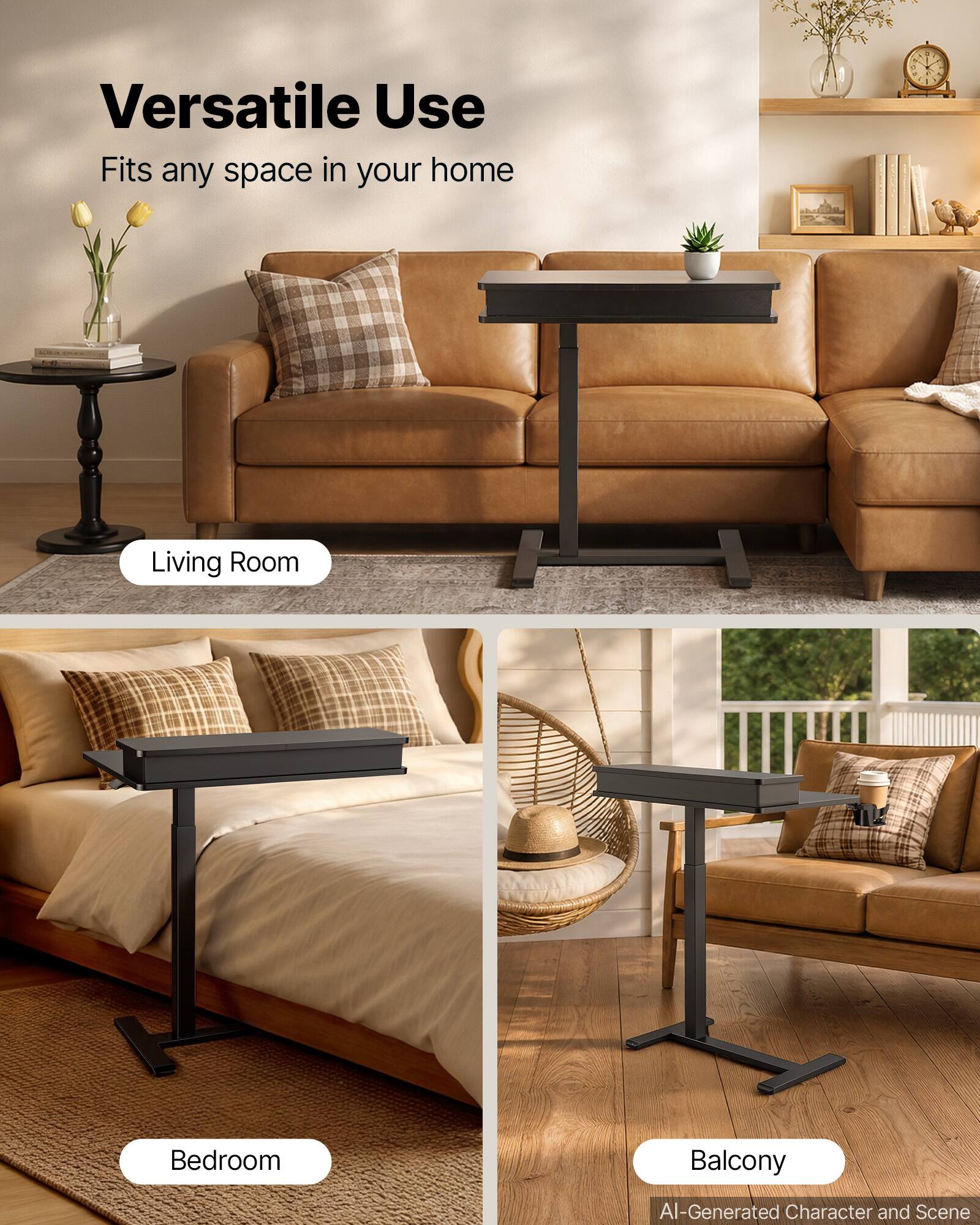 Versatile Use  
Fits any space in your home

Living Room  
Bedroom  
Balcony  

AI-Generated Character and Scene