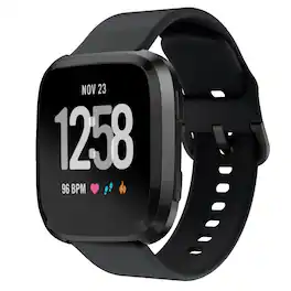 StrapsCo - Sport Band Silicone Rubber Watch Strap For Fitbit Versa & Versa 2 - Black