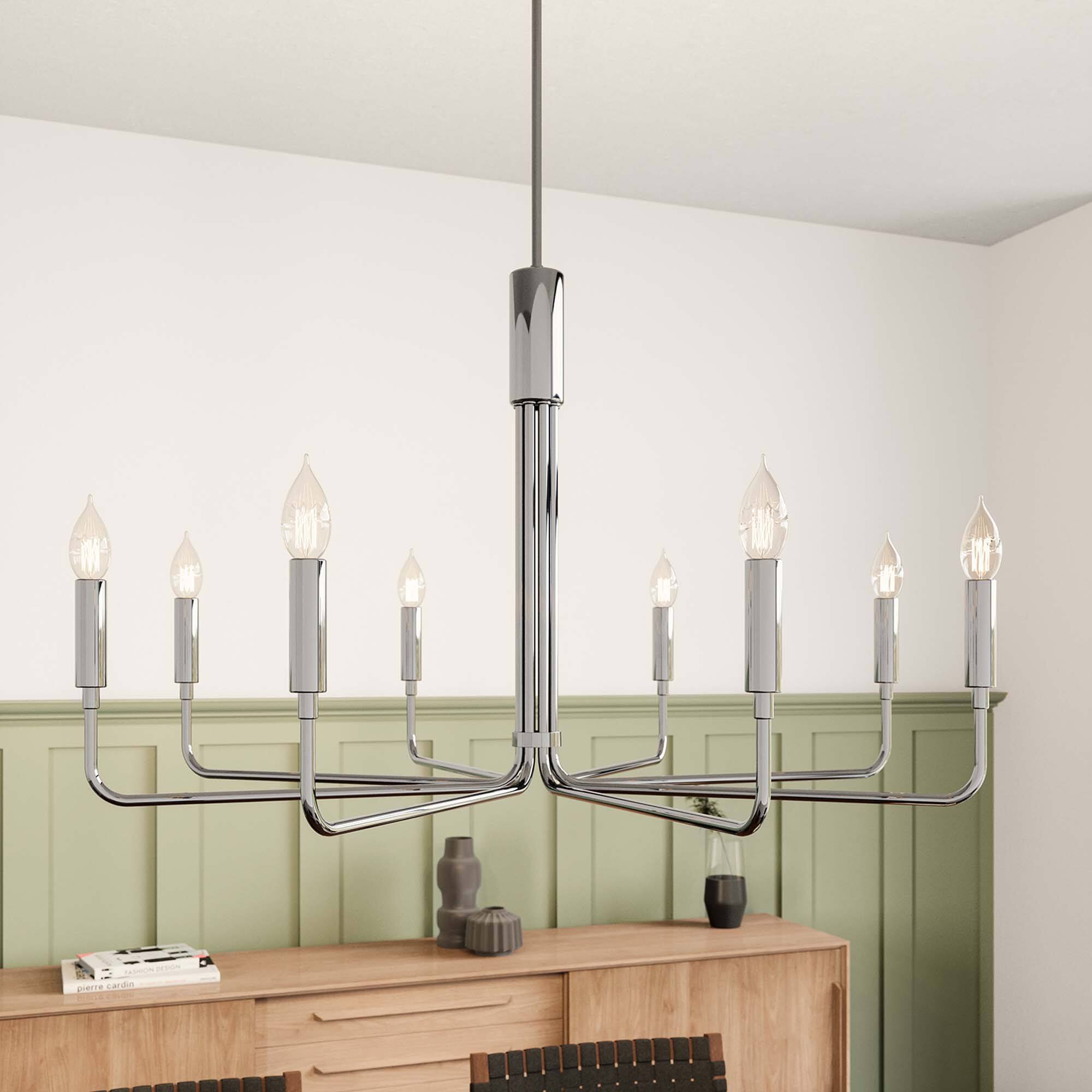 Alt View 1. Modway - Rekindle 8-Light Chandelier by Modway - Polished Nickel.