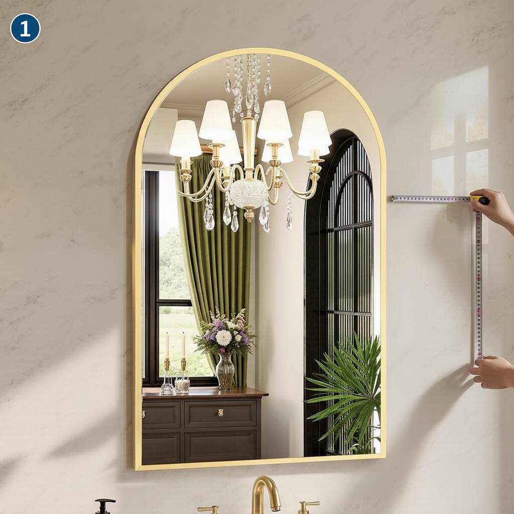 AOITUN Arched Gold Bathroom Mirror 20x30 for Home Office Decor, Ideal for  Desks with Drawers for Daily Use MI-YSGZ-N2230-GD - Best Buy, image size:900x900