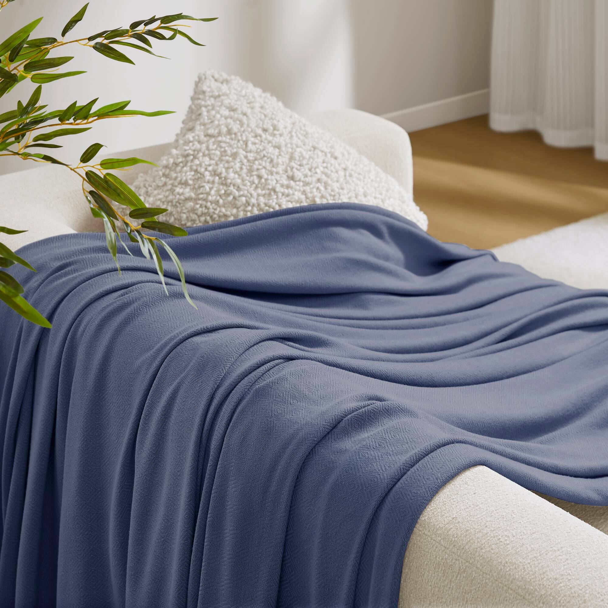 Alt View 4. Gracie Mills - Gracie Mills Kaelith Bamboo Cotton Rayon Blanket Textured - Navy.